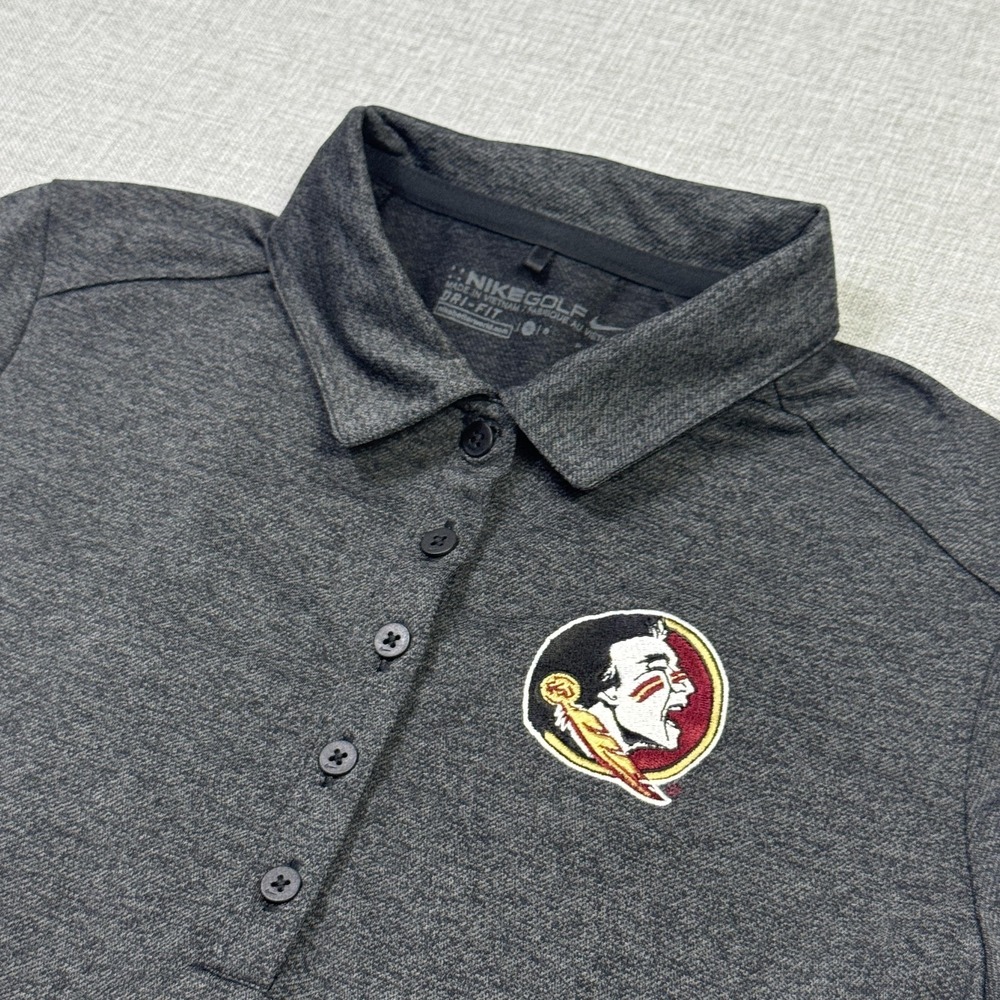 Nike Florida State Seminoles Golf Polo Shirt Womens Small Gray NCAA Dri-FIT